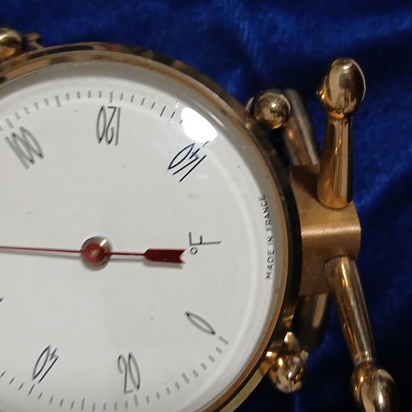 Antique Brass Drum Desk Analog Thermometer Made in France - Picture 8 of 12